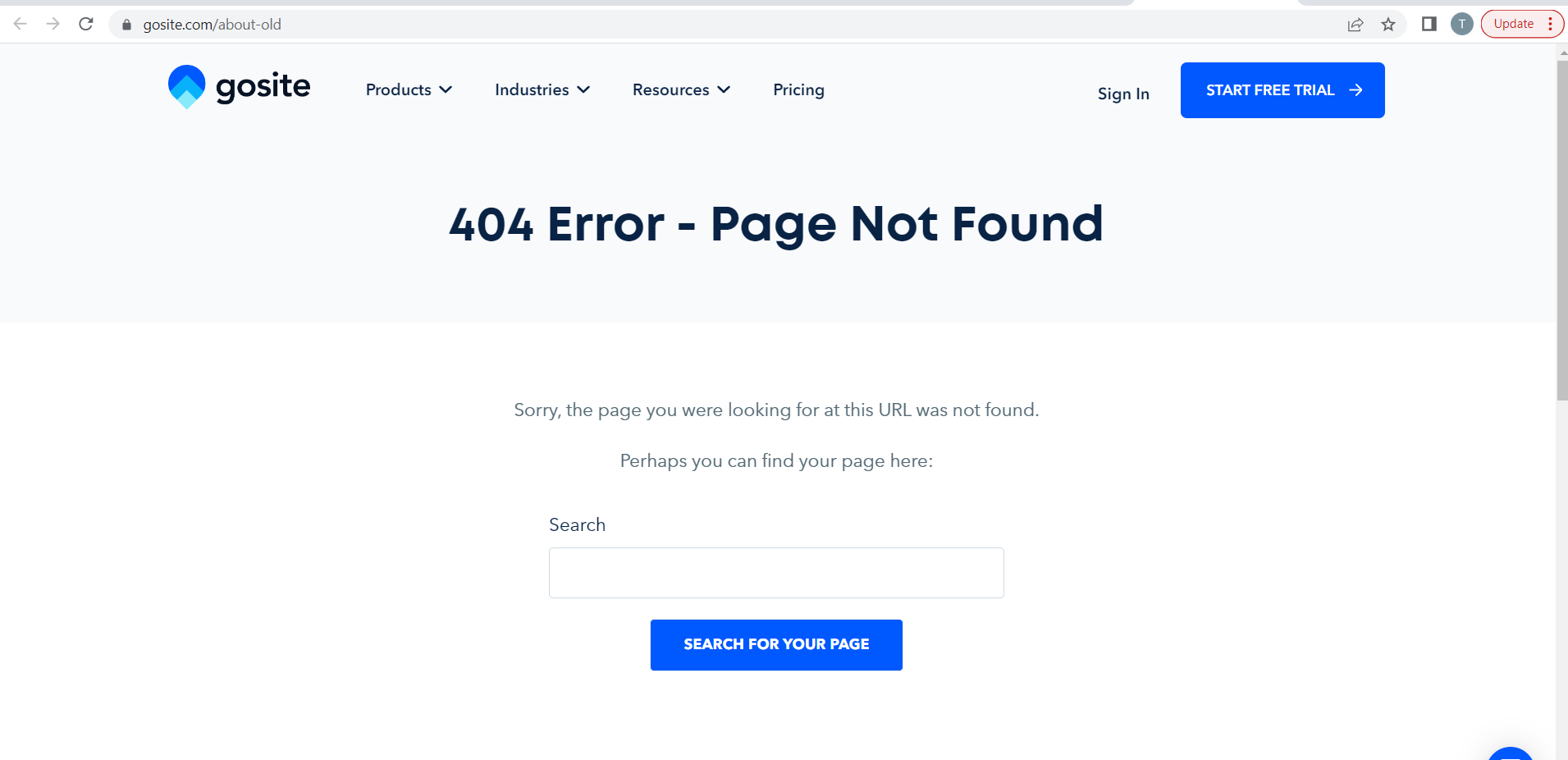 Aparece un error 404 después de navegar a la opción de menú “Acerca de nosotros”