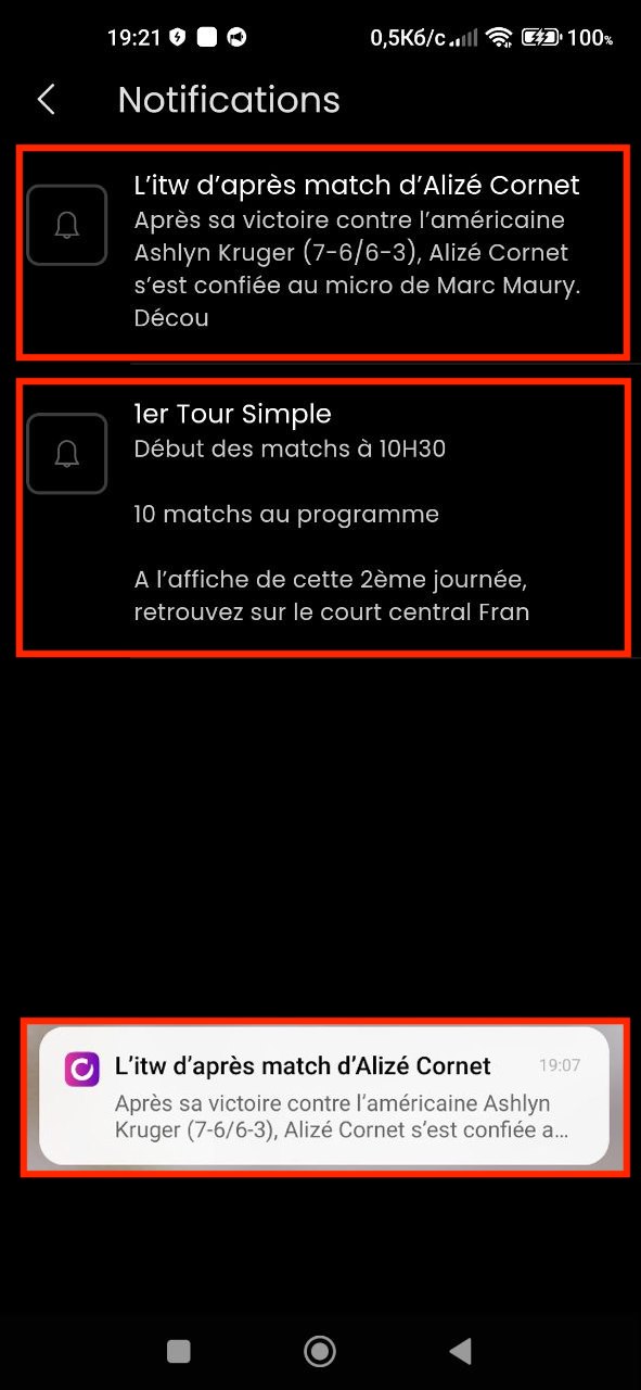 Las notificaciones se muestran en un idioma diferente al establecido en el perfil