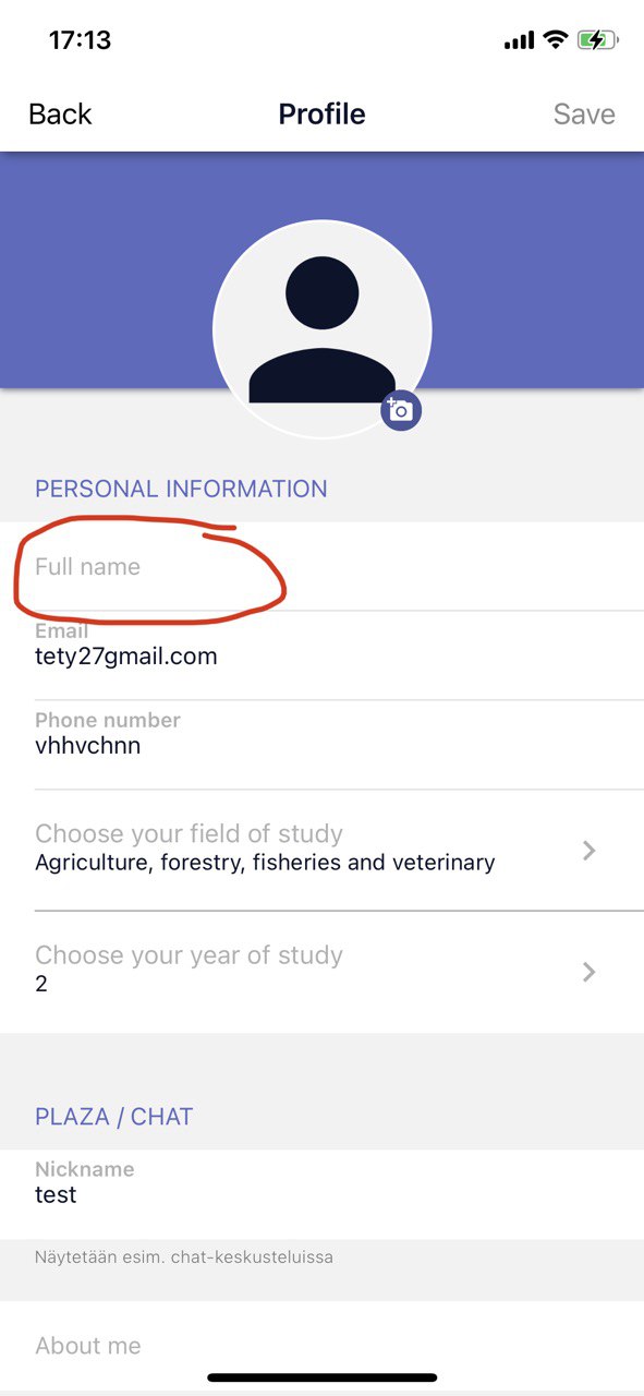 Imposible rellenar el campo “Nombre completo” en el formulario “Modificar perfil”