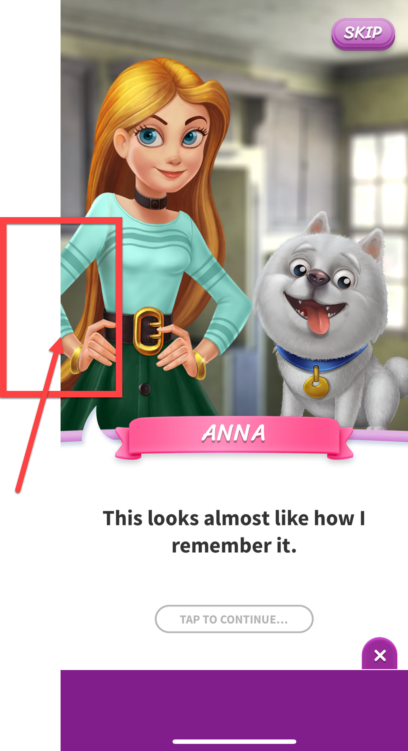 Textura de «Anna» recortada en la pantalla principal del juego