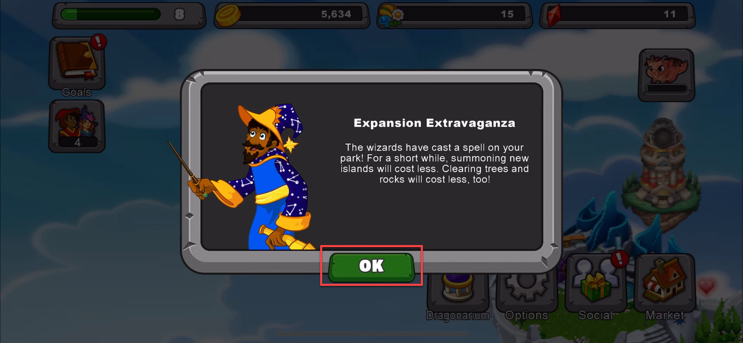 El usuario no puede cerrar la pantalla «Expansion Extravaganza»