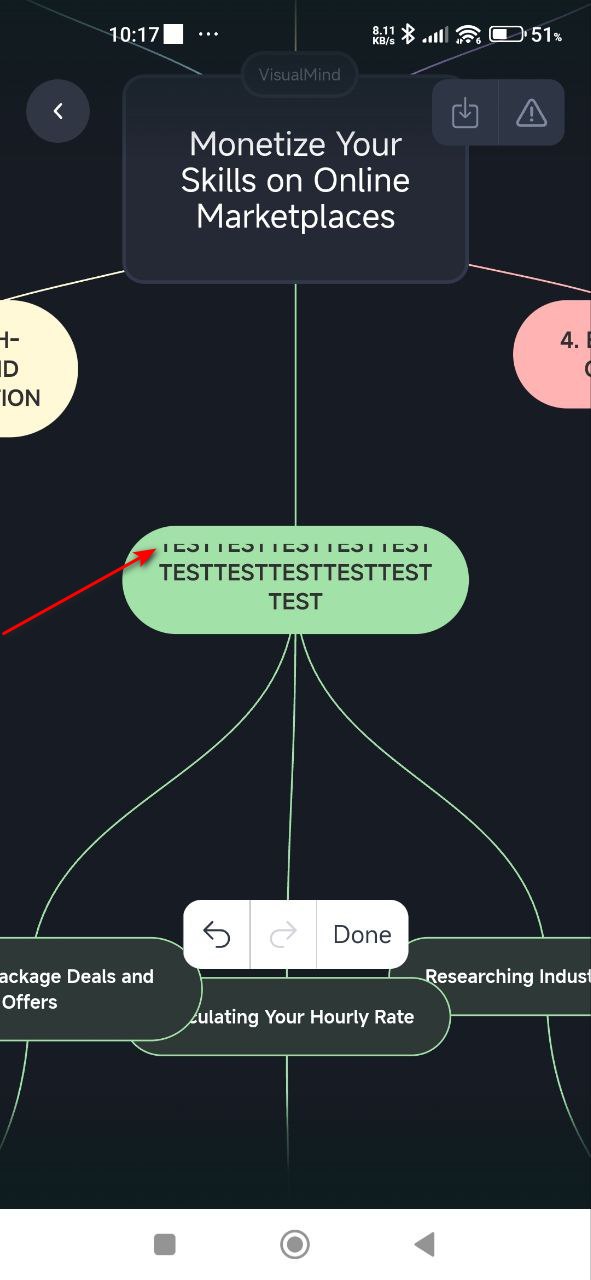 El texto introducido por el usuario en el mapa visual se corta